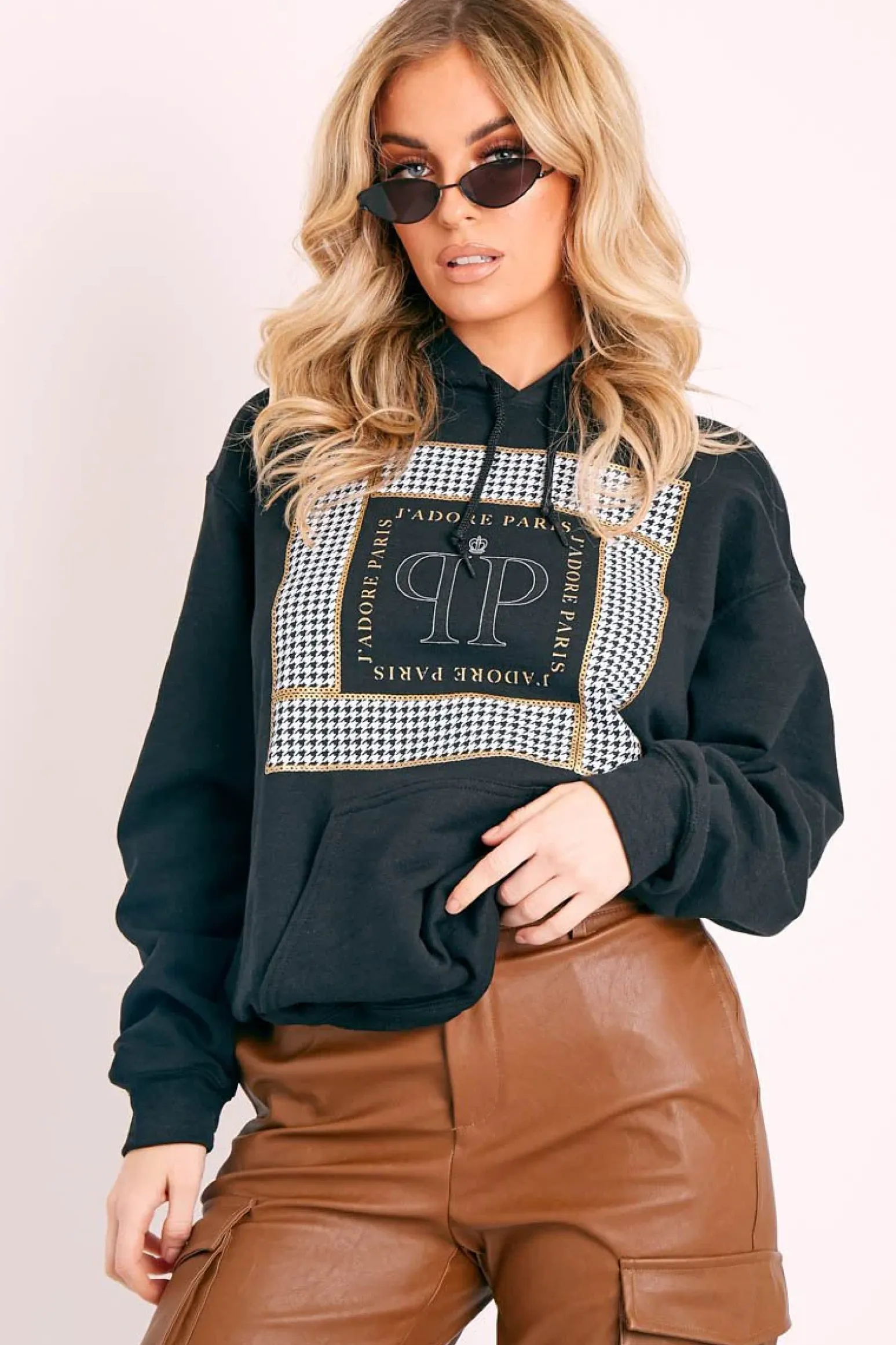Rebellious Fashion Black J'adore Paris Printed Hoodie - Yalena
