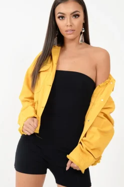 Rebellious Fashion Black Jersey Bandeau Playsuit - Cristyn