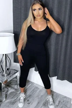 Rebellious Fashion Black Jersey Scoop Neck Jumpsuit - Kadia