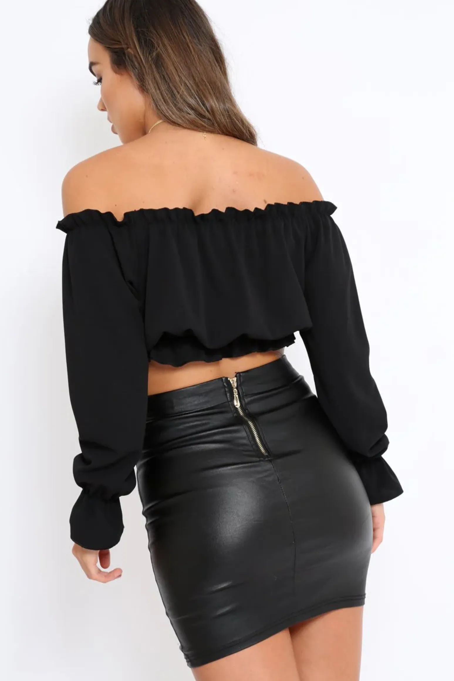 Rebellious Fashion Black Key Hole Bust Crop Top - Caitie