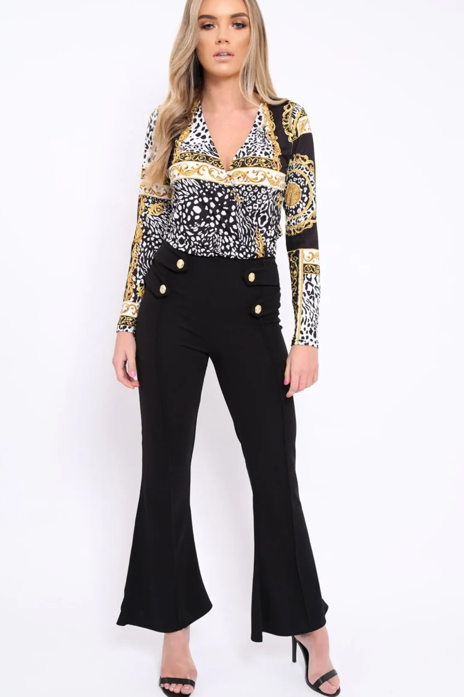 Rebellious Fashion Black Kick Flare Pants - Rita