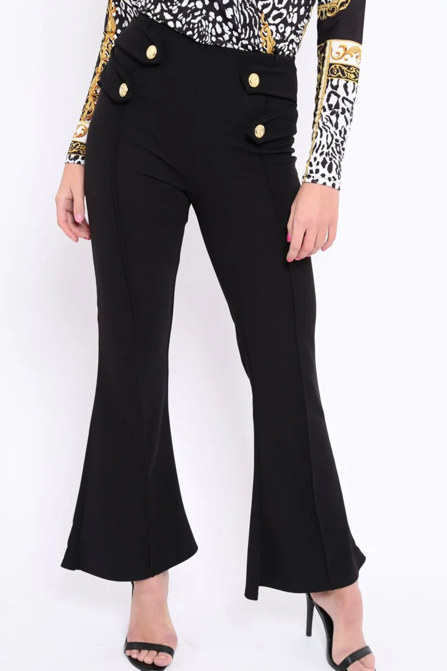 Rebellious Fashion Black Kick Flare Pants - Rita