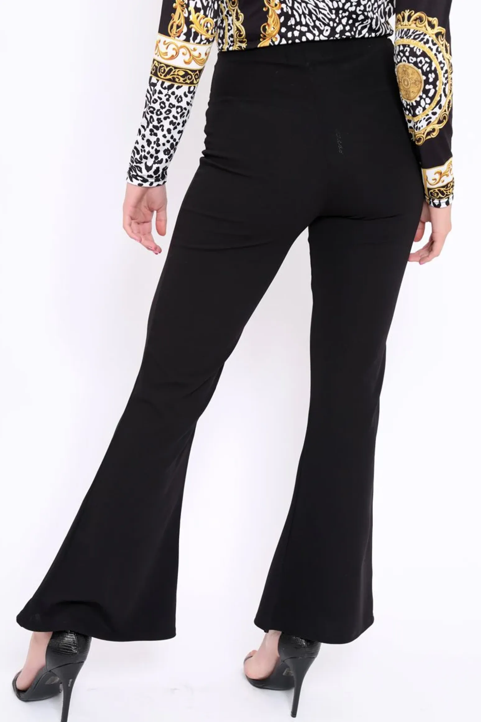 Rebellious Fashion Black Kick Flare Pants - Rita