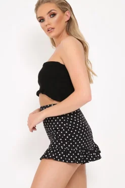 Rebellious Fashion Black Knit Ribbed Bandeau Top - Daylee