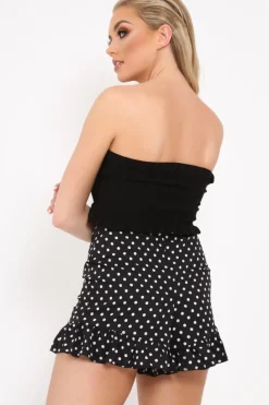 Rebellious Fashion Black Knit Ribbed Bandeau Top - Daylee