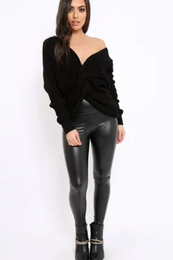 Rebellious Fashion Black Knot Back Knit Jumper - Kerri
