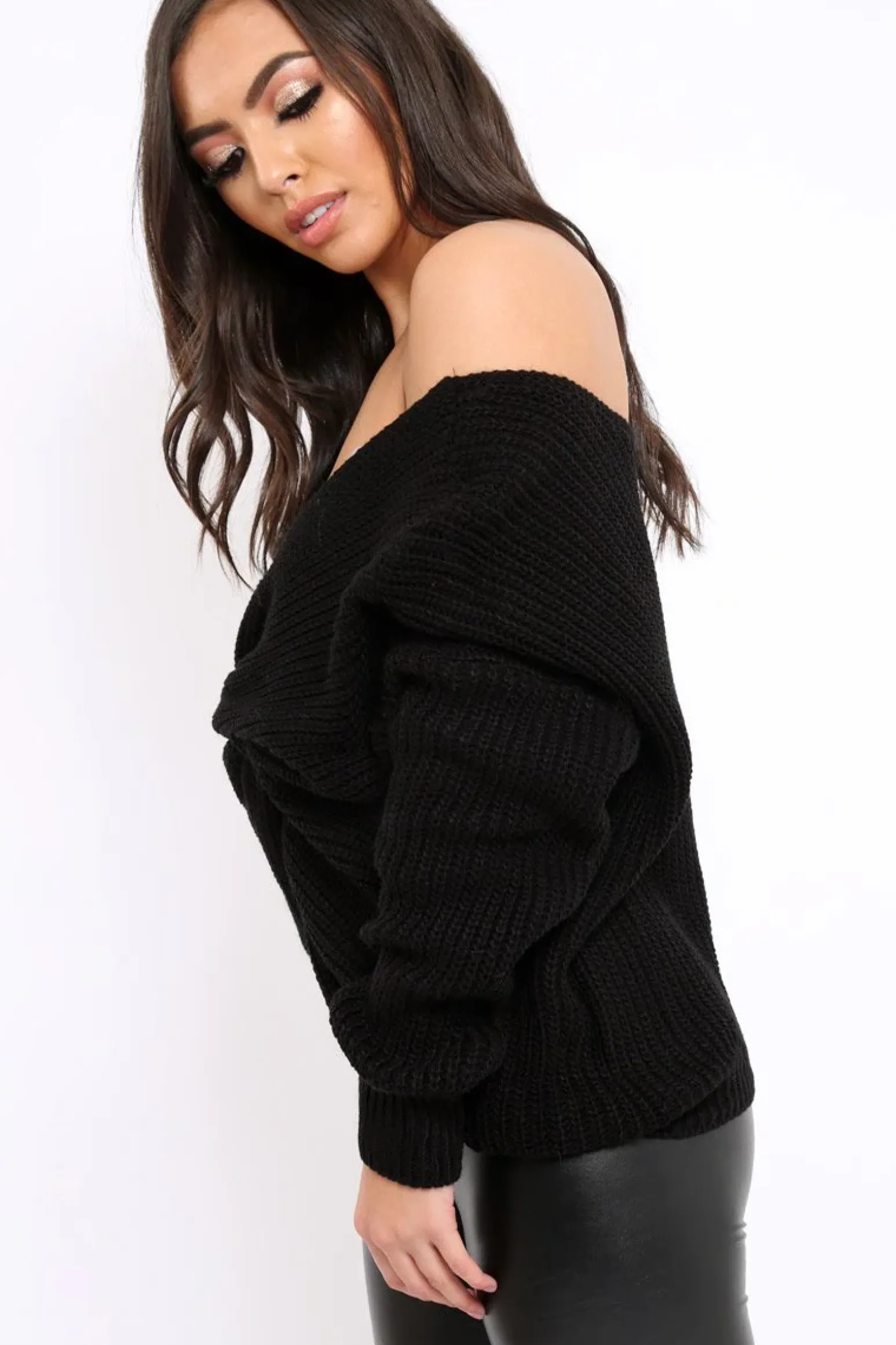 Rebellious Fashion Black Knot Back Knit Jumper - Kerri