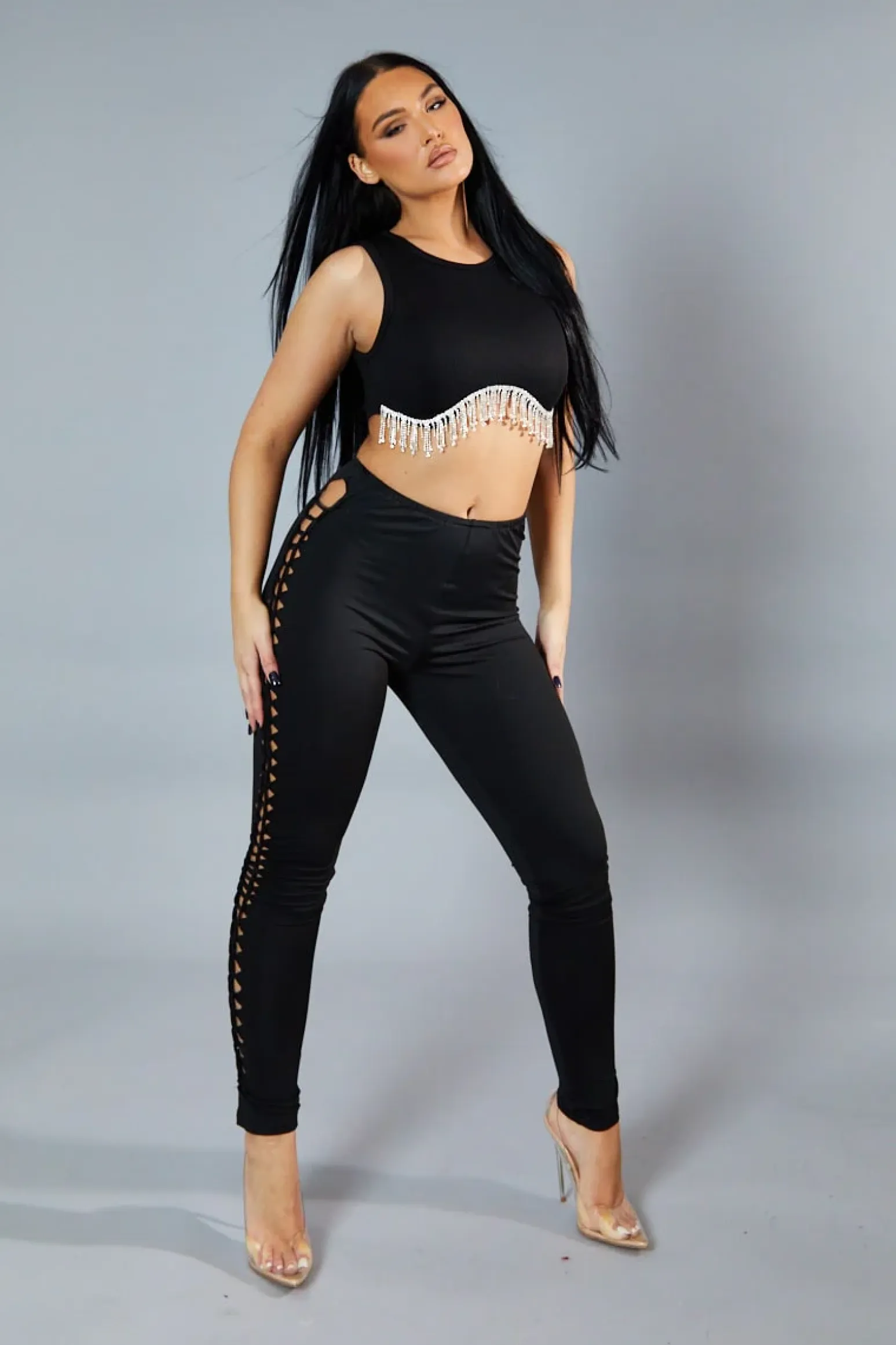 Rebellious Fashion Black Knot Detail Leggings - Brigitta