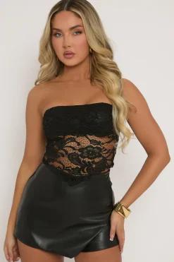 Rebellious Fashion Black Lace Bandeau Top - Jeanie