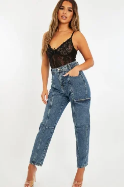Rebellious Fashion Black Lace Corset Cup Bodysuit - Layne