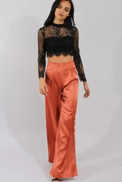 Rebellious Fashion Black Lace High Neck Crop Top - Luanne