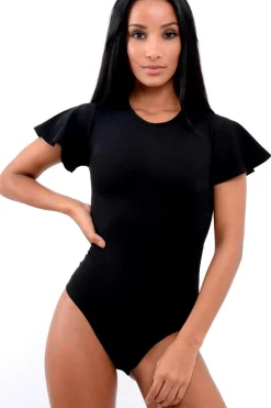 Rebellious Fashion Black Lace Up Back Bodysuit - Kyra
