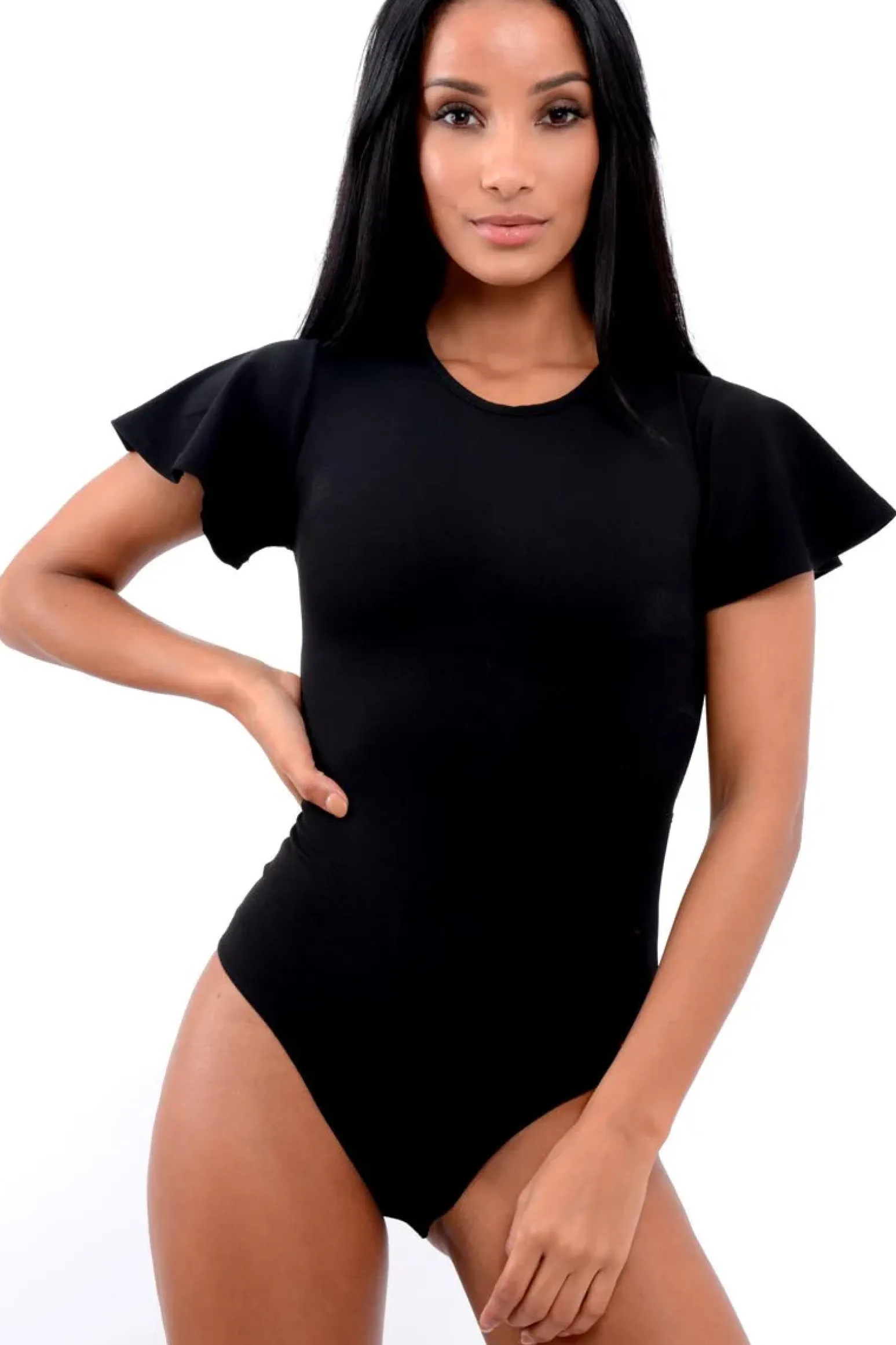 Rebellious Fashion Black Lace Up Back Bodysuit - Kyra