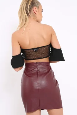Rebellious Fashion Black Lace Up Front Mesh Gypsy Top - Shari
