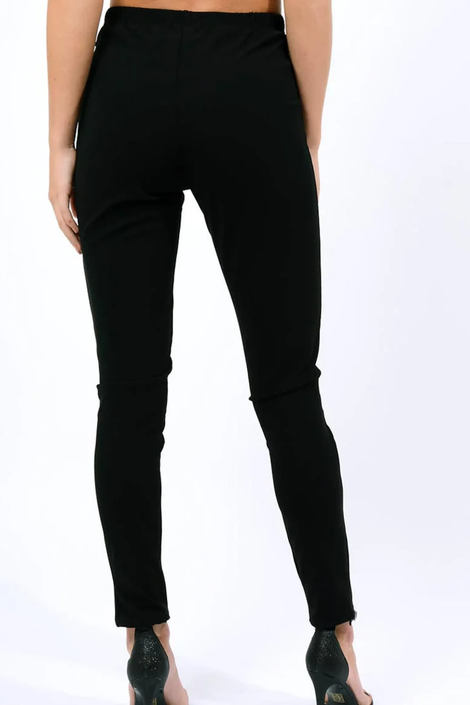 Rebellious Fashion Black Lace Up Front Trousers - Zia