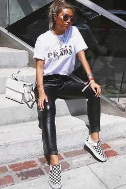 Rebellious Fashion Black Lace Up Matte PU Jeans - Yissel