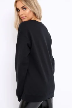 Rebellious Fashion Black L'amour Paris Slogan Sweatshirt - Lucy