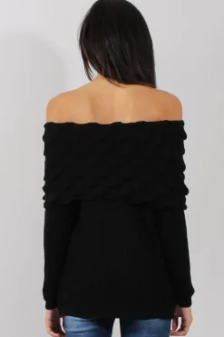 Rebellious Fashion Black Layer Bardot Jumper- Sammie
