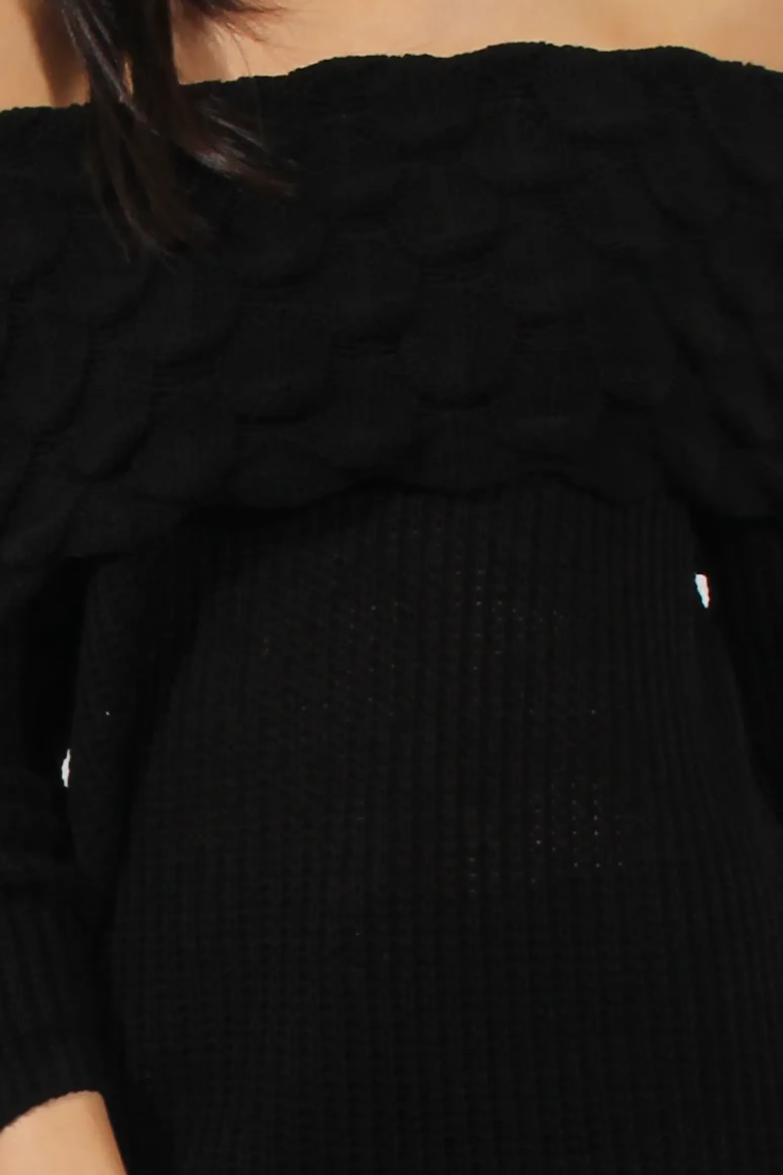 Rebellious Fashion Black Layer Bardot Jumper- Sammie