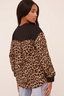 Rebellious Fashion Black Leopard Print Long Sleeve Oversized Top - Anolah