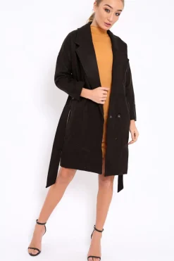Rebellious Fashion Black Long Duster Coat - Nina
