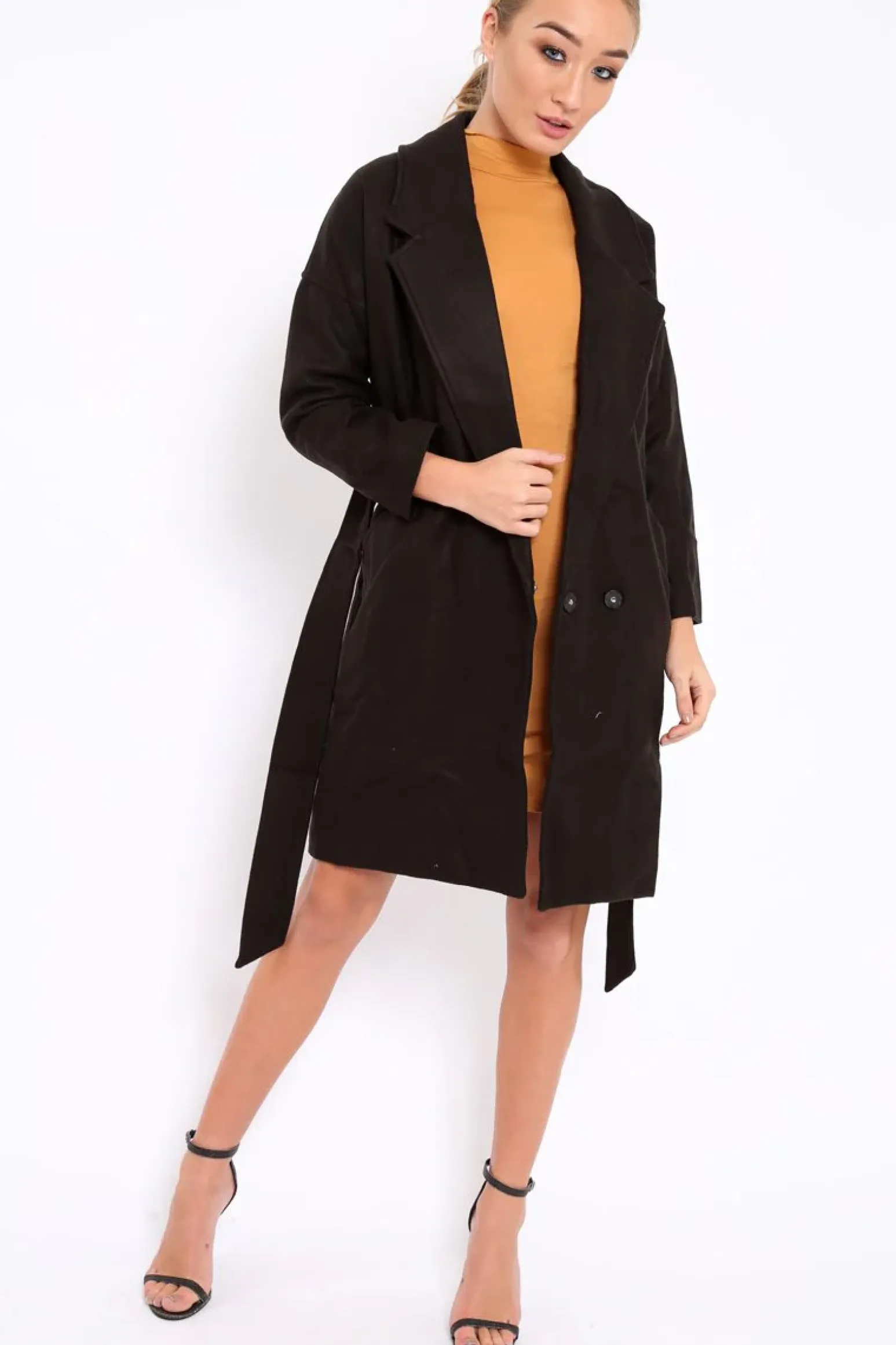 Rebellious Fashion Black Long Duster Coat - Nina