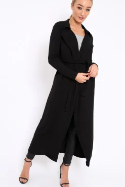 Rebellious Fashion Black Long Duster Jacket - Gigi