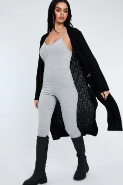 Rebellious Fashion Black Long Knit Cardigan - Shola