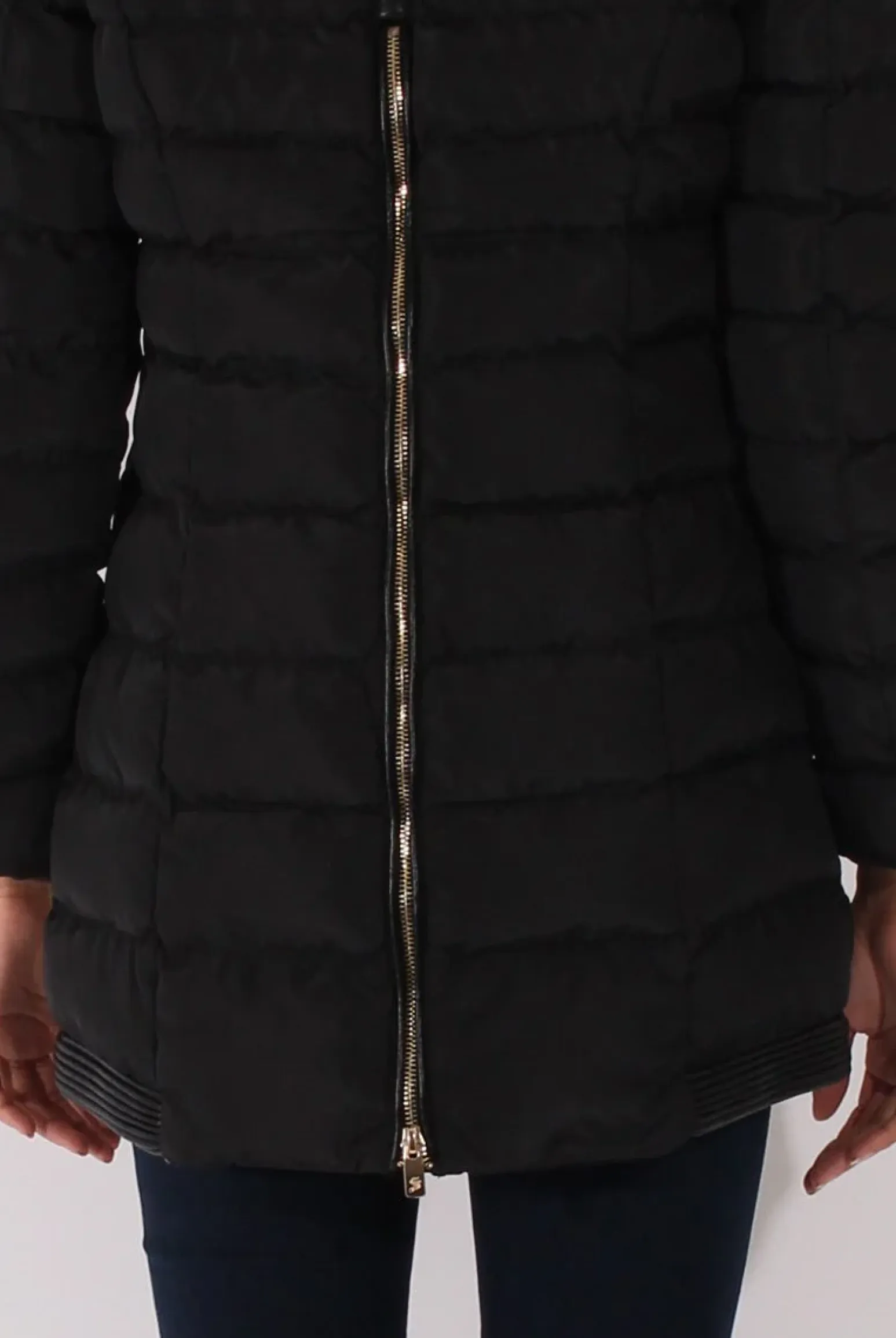 Rebellious Fashion Black Long Quilted Coat with Faux Fur Hood - Calypso
