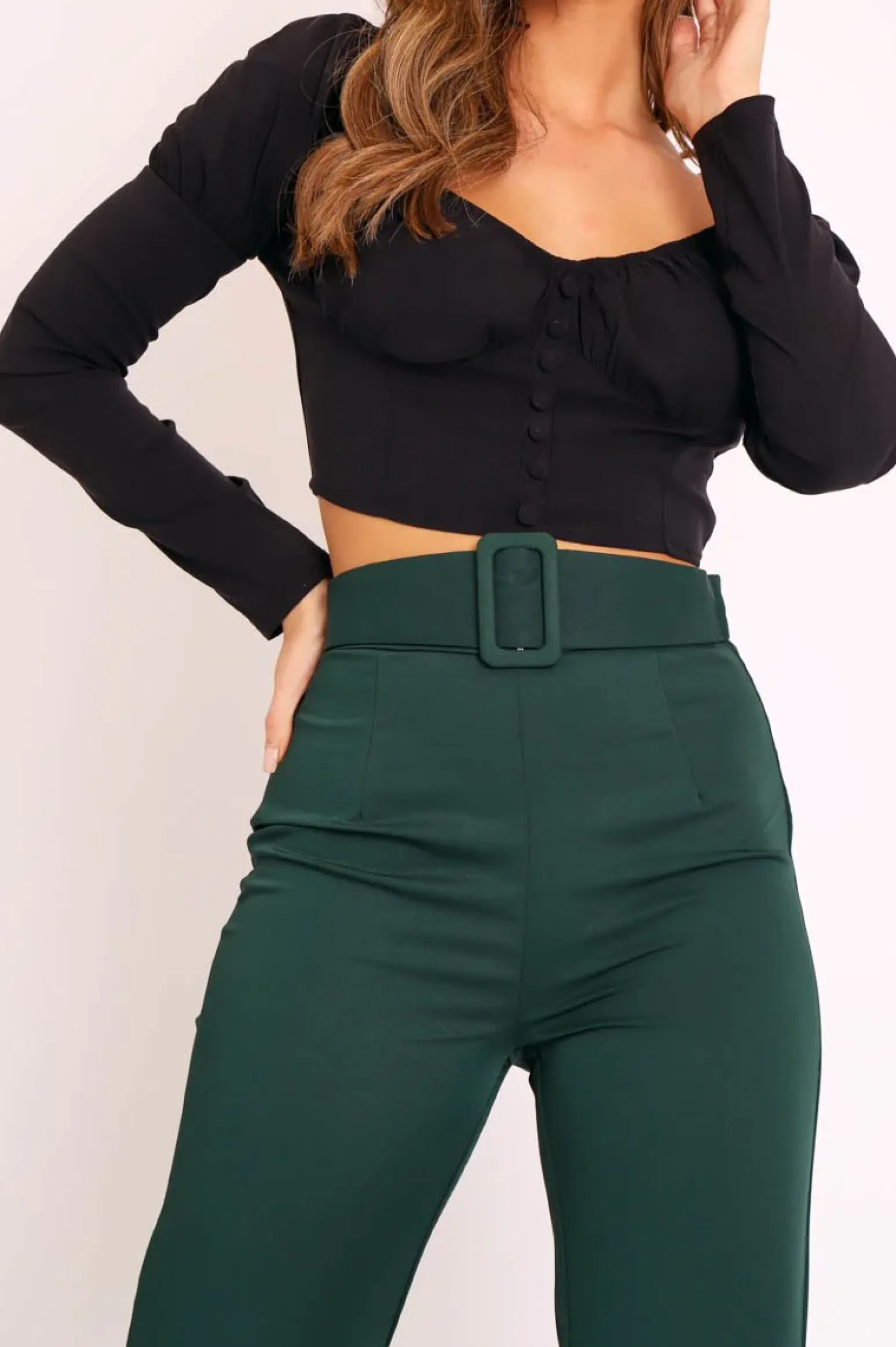 Rebellious Fashion Black Long Sleeve Button Front Milkmaid Crop Top - Gillie