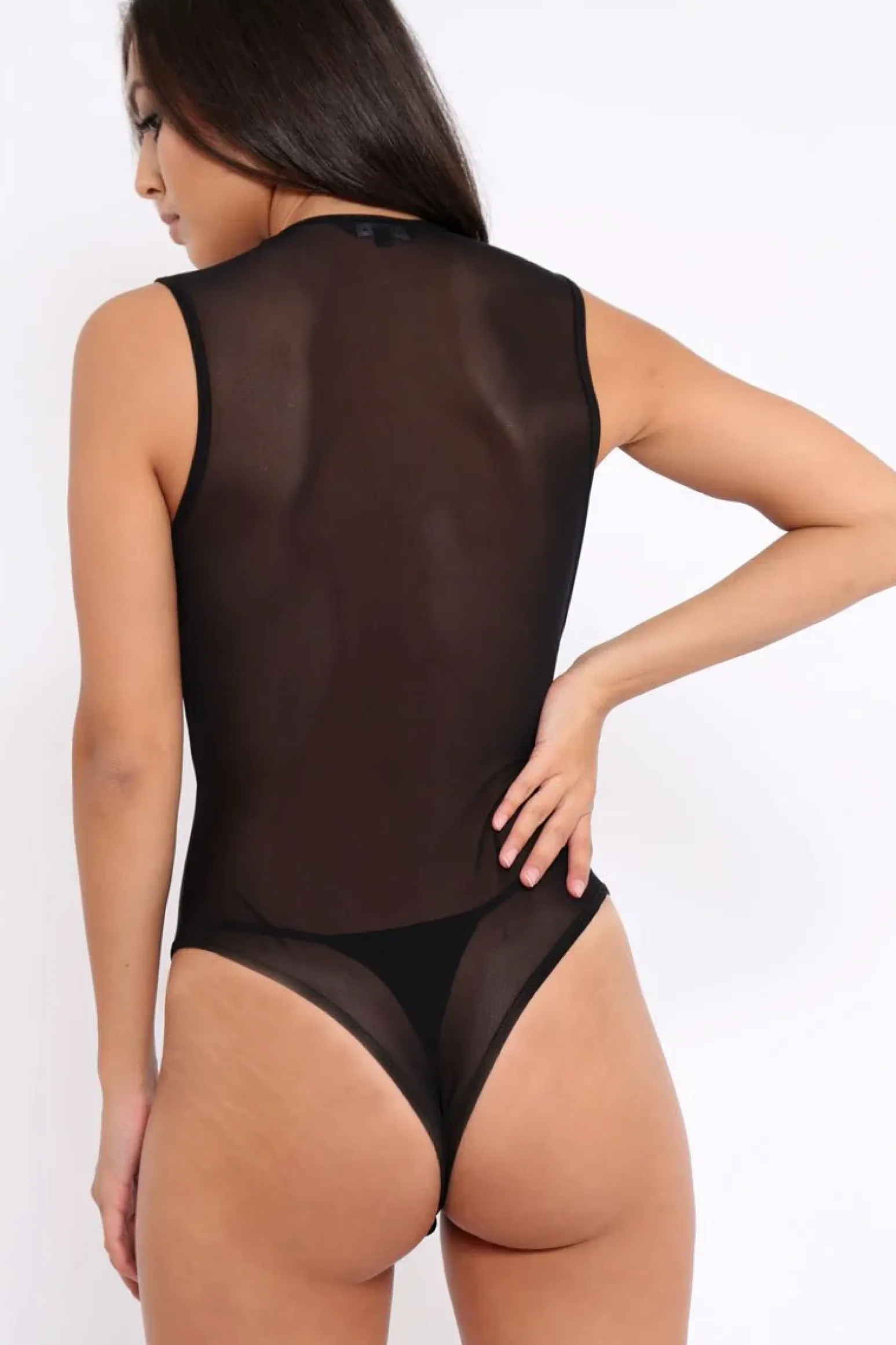 Rebellious Fashion Black Mesh Crochet Bodysuit - Valerie