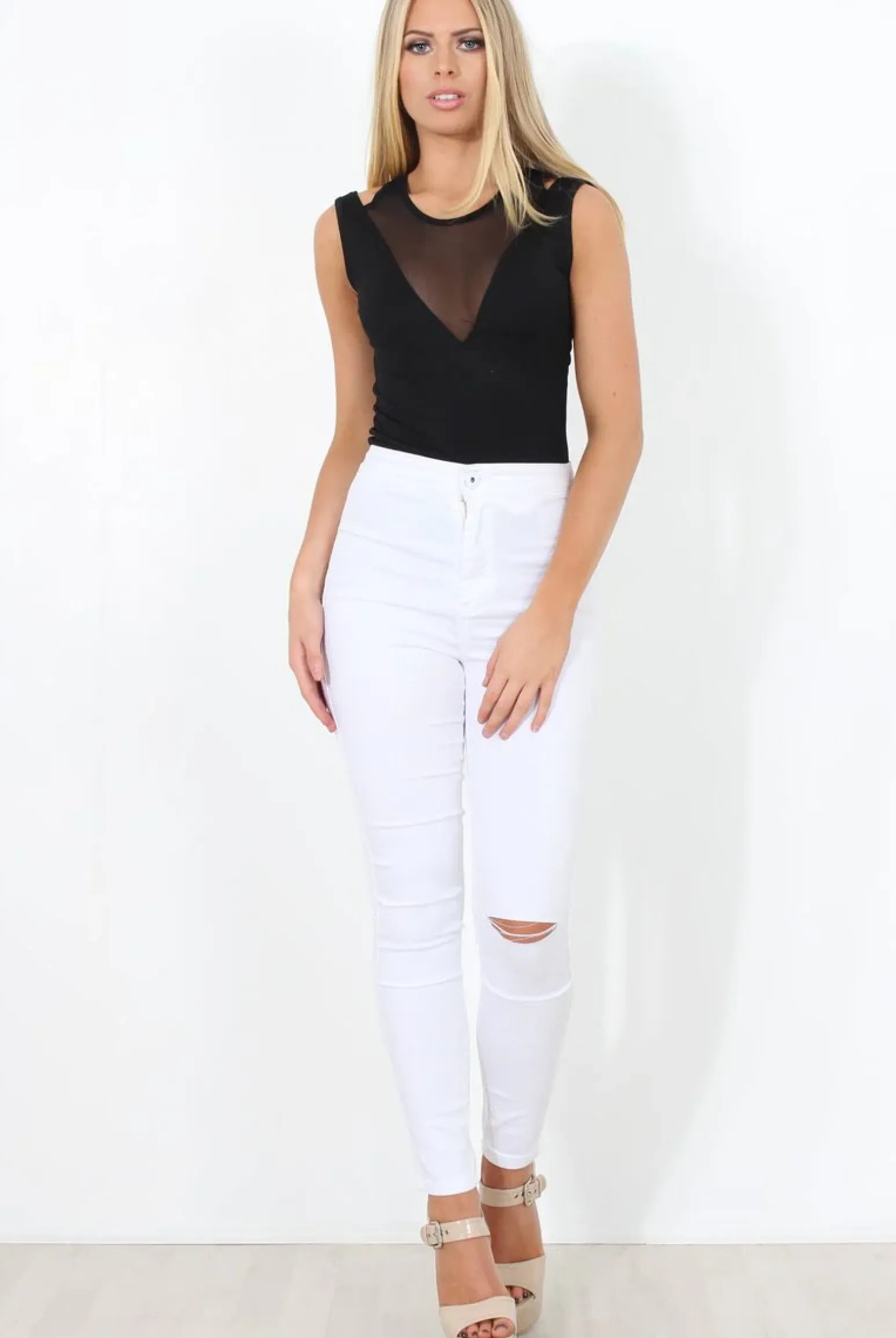 Rebellious Fashion Black Mesh Front Bodysuit - Ava