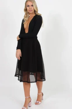 Rebellious Fashion Black Mesh Midi Skirt - Paloma