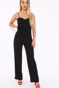 Rebellious Fashion Black Metallic Rainbow Stripe Jumpsuit - Jinora