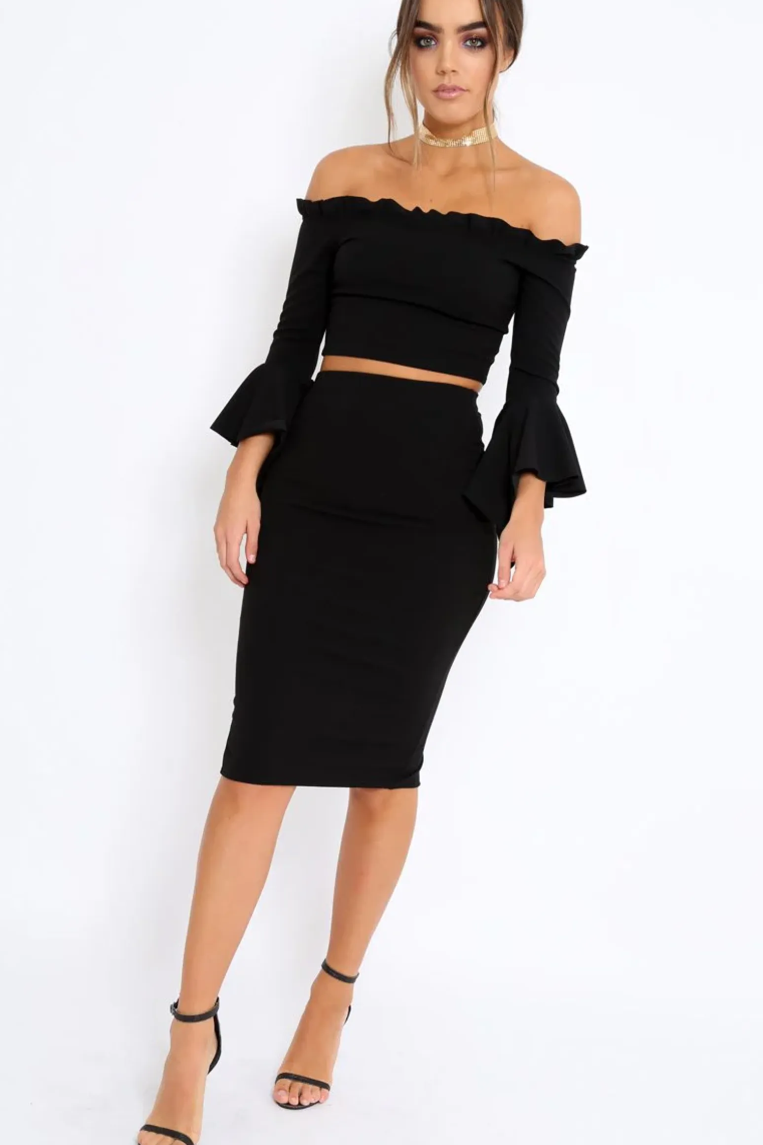 Rebellious Fashion Black Midi Bodycon Skirt - Tiffy