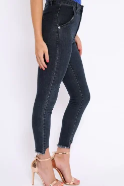 Rebellious Fashion Black Mid Wash Deep Hem Jeans - Pipper