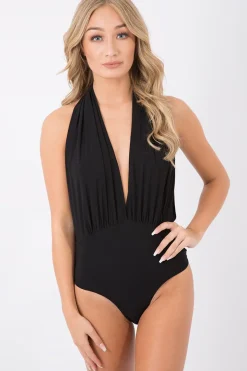 Rebellious Fashion Black Multiway Slinky Bodysuit - Mindy