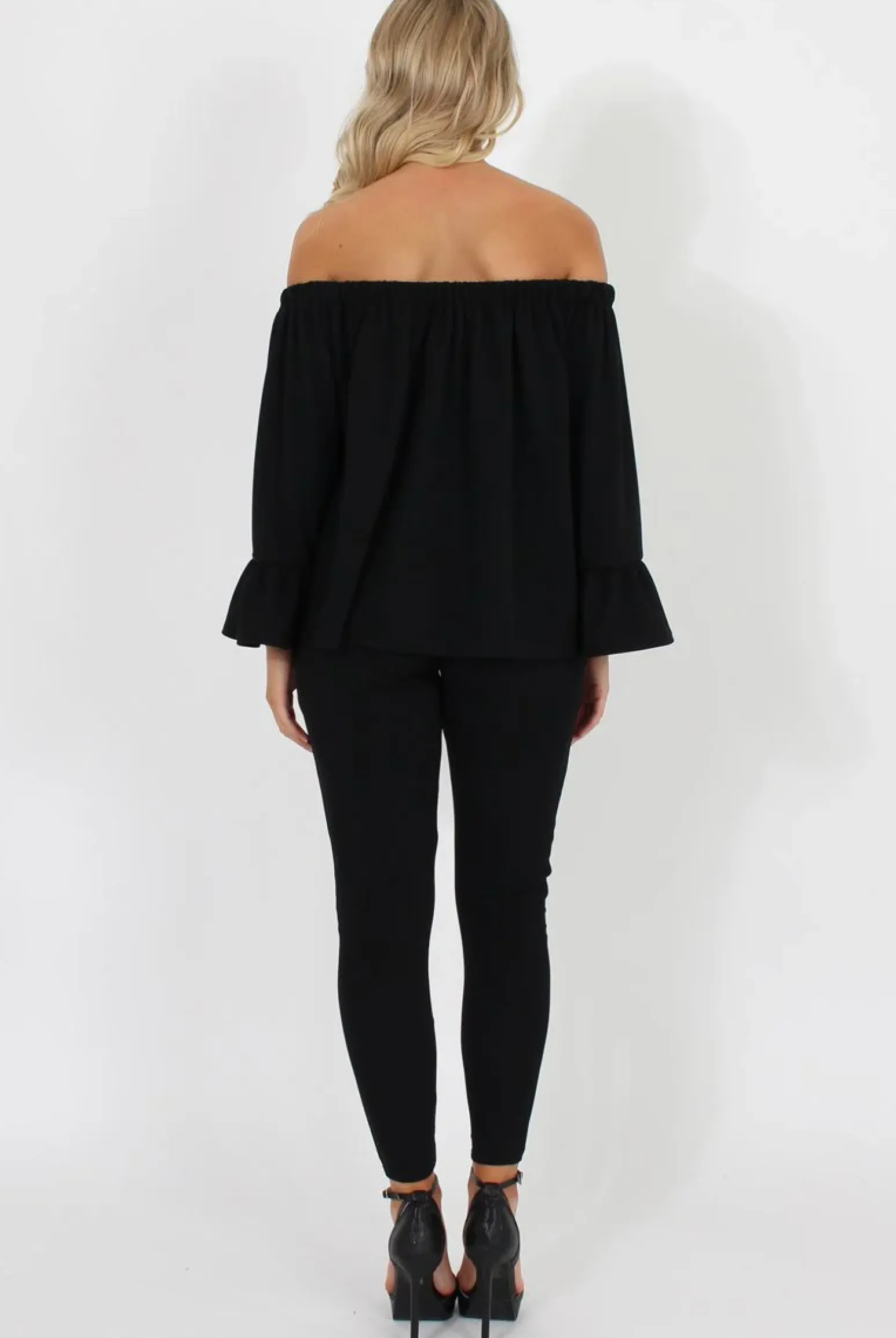 Rebellious Fashion Black Off The Shoulder Co-ord - Lydia