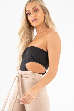 Rebellious Fashion Black One Sleeve Cut Out Bodysuit - Lyana