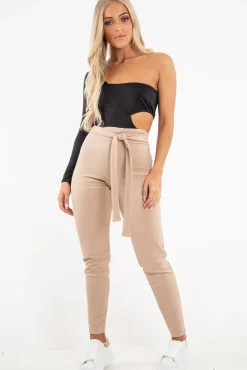 Rebellious Fashion Black One Sleeve Cut Out Bodysuit - Lyana