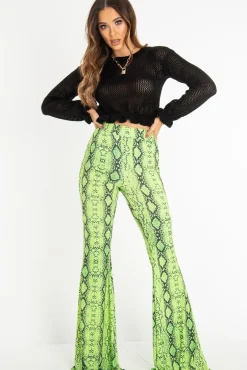 Rebellious Fashion Black Open Knit Ruffle Hem Crop Jumper - Carrie