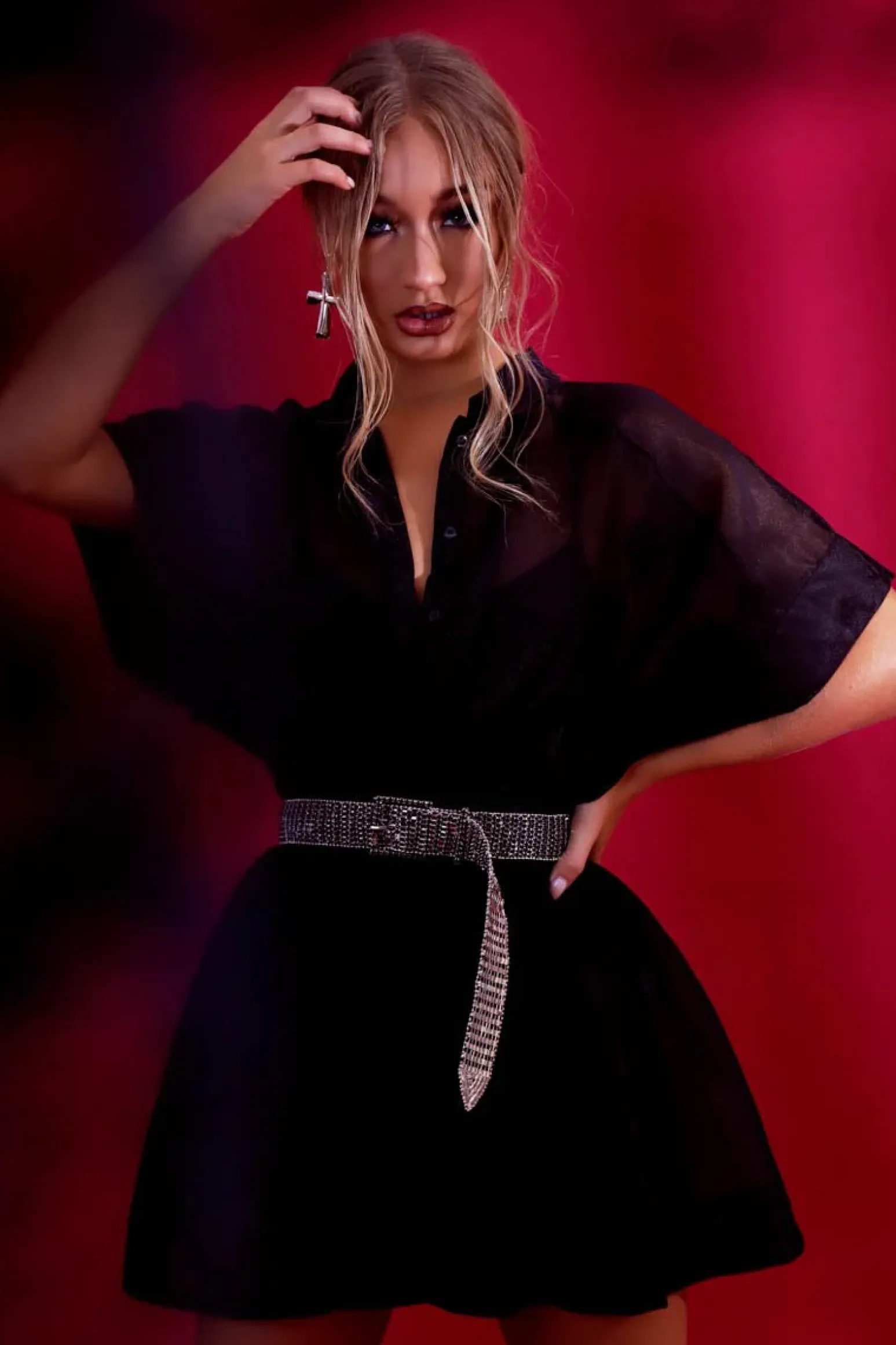 Rebellious Fashion Black Organza Shirt Slip Insert Dress - Nickie