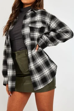 Rebellious Fashion Black Oversized Check Shirt - Frona