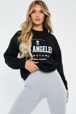 Rebellious Fashion Black Oversized Los Angeles Sweatshirt - Lyde