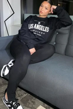 Rebellious Fashion Black Oversized Los Angeles Sweatshirt - Lyde