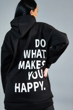 Rebellious Fashion Black Oversized Printed Back Hoodie - Asahi