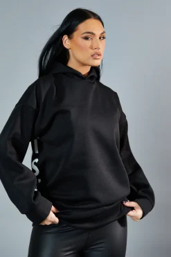Rebellious Fashion Black Oversized Printed Back Hoodie - Asahi