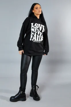 Rebellious Fashion Black Oversized Slogan Hoodie - Kriss