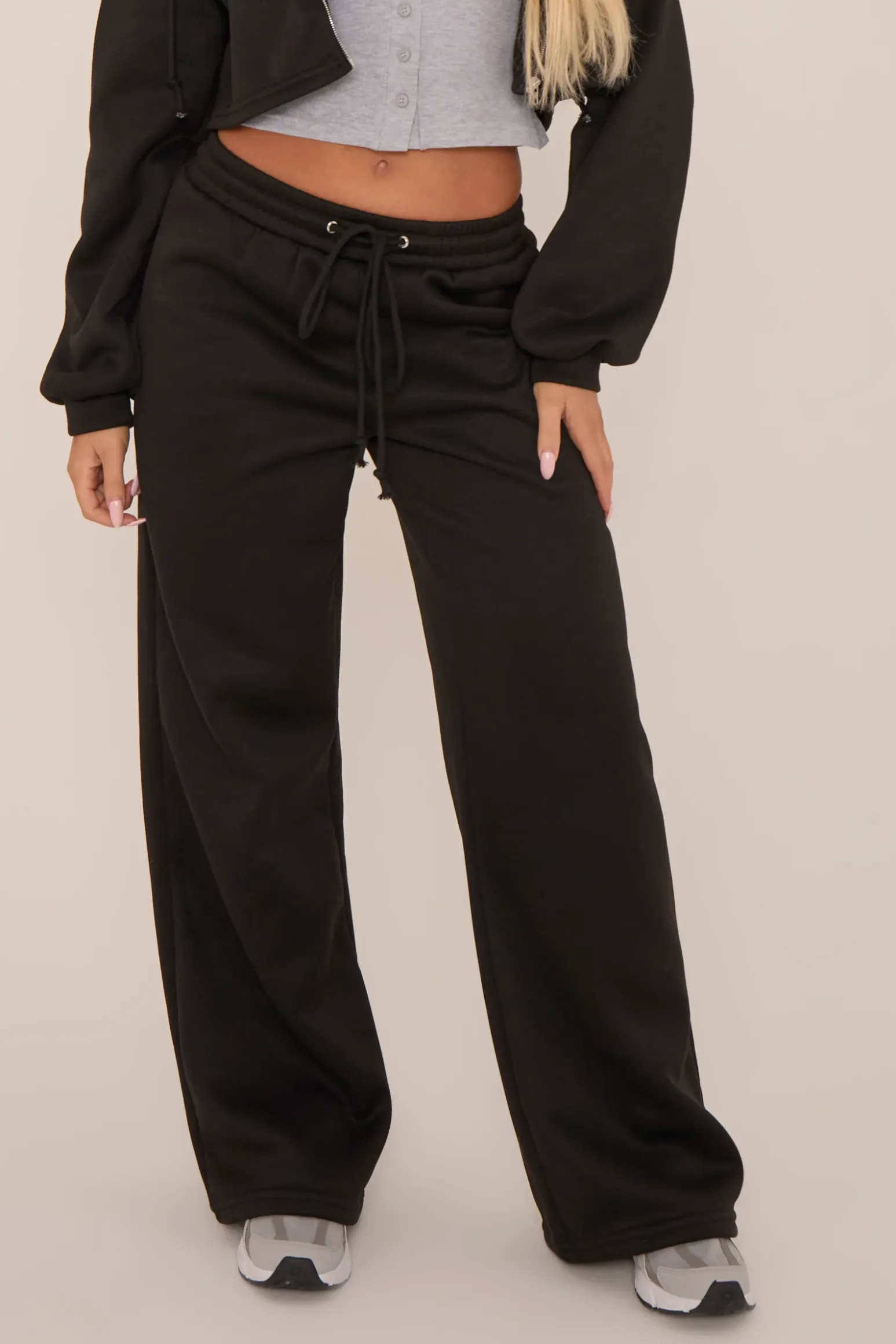 Rebellious Fashion Black Oversized Zip Front Hoodie Lounge Set - Ellery