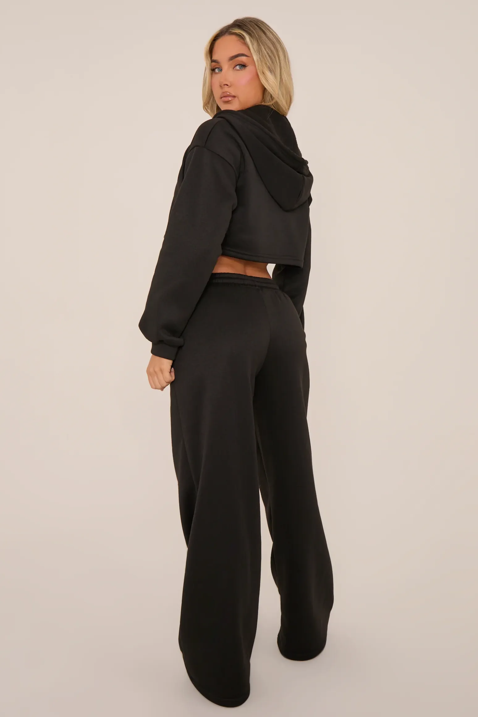 Rebellious Fashion Black Oversized Zip Front Hoodie Lounge Set - Ellery